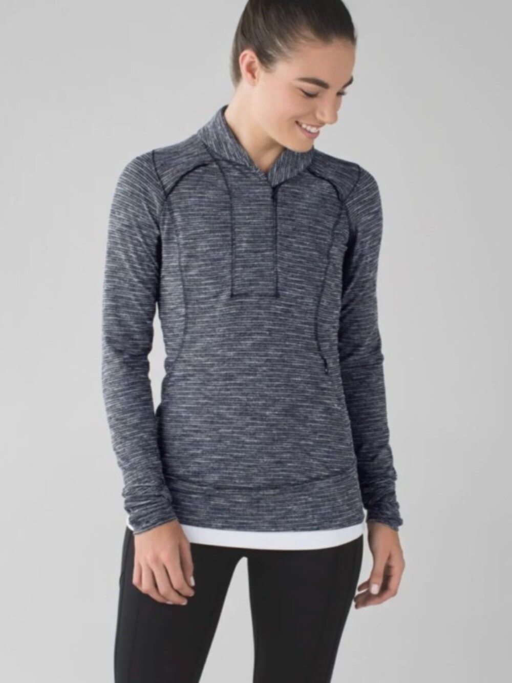 Lululemon Think Fast Pullover - Coco Pique Black Size 8